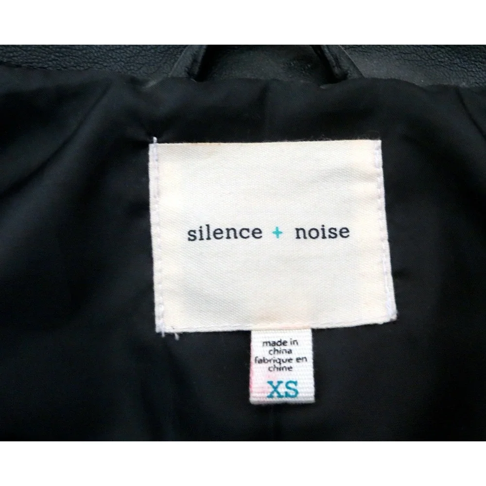 Silence + Noise Irina Studded Embroidered Faux Leather Jacket Black SZ XS - Picture 12 of 13